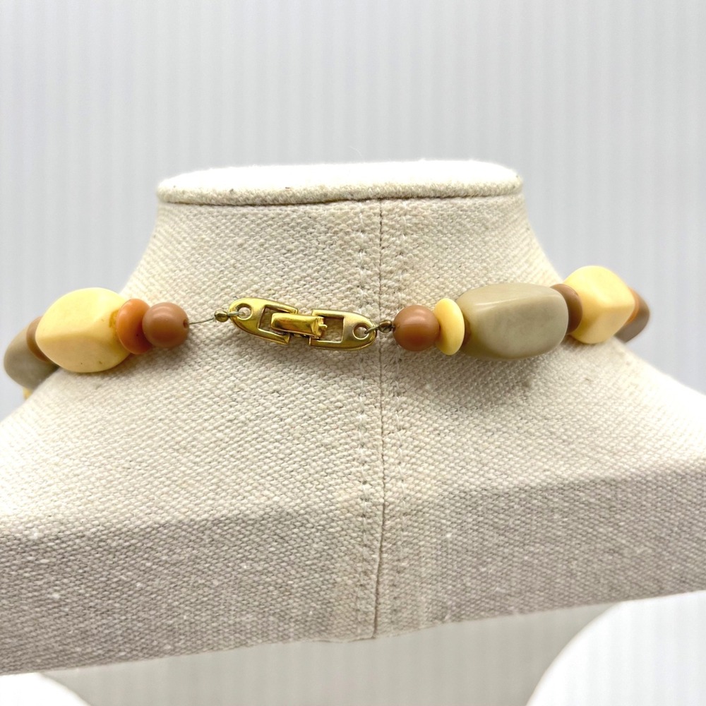 Napier Chunky Bead Necklace Earth Tones Statement Toggle Clasp - Picture 3 of 5